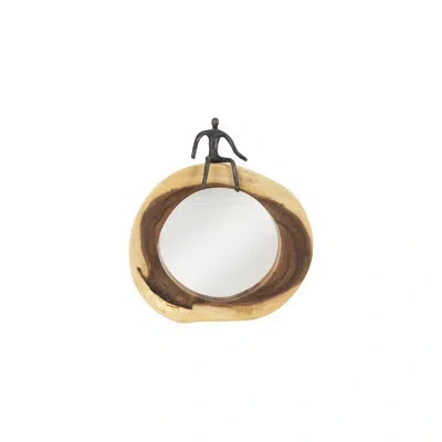 Phillips Collection Atlas Cross Cut Small Full Man Beveled Accent Mirror In Brown