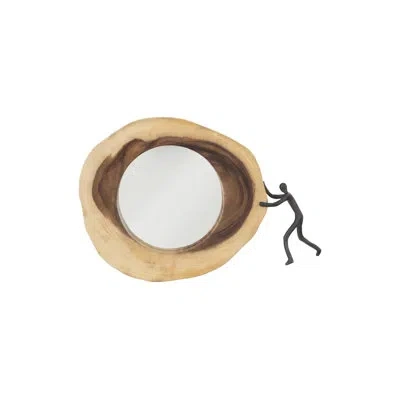 Phillips Collection Atlas Crosscut Small Right Side Full Body Beveled Accent Mirror In Brown