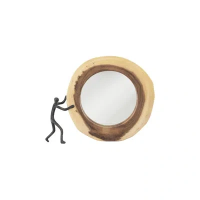 Phillips Collection Atlas Round Accent Mirror In Brown