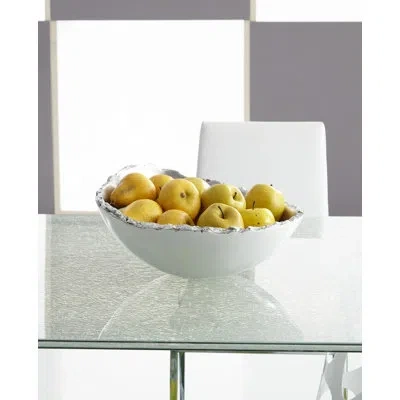 Phillips Collection Broken Egg Resin Abstract Decorative Bowl In Pearl White,silver Leaf
