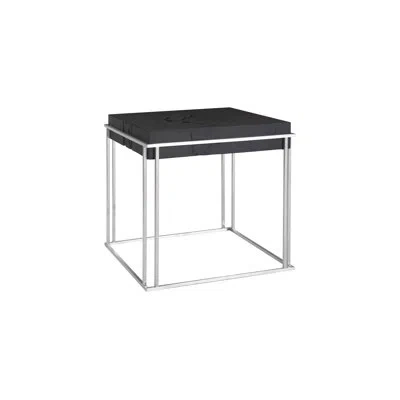 Phillips Collection Burnt Cube Side Table, Chamcha Wood, Stainless Steel Base In Black