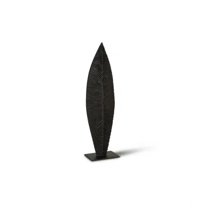 Phillips Collection Carved Leaf On Stand Sculpture In Burnt