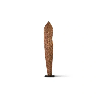 Phillips Collection Carved Leaf On Stand Sculpture In Copper Leaf