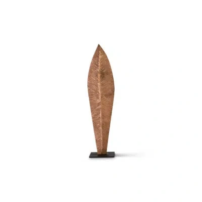 Phillips Collection Carved Leaf On Stand Sculpture In Copper Leaf
