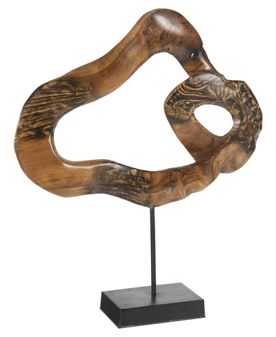 Phillips Collection Carved Teak Swirl On Stand In Brown