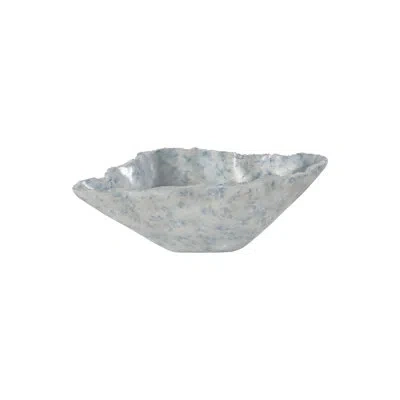 Phillips Collection Cast Blue Onyx Bowl, Faux Finish, Narrow In Blue,gray,white