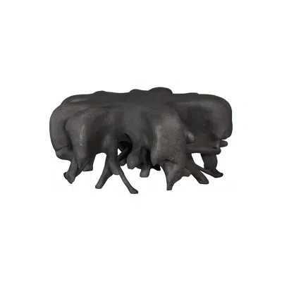 Phillips Collection Cast Coffee Table, Round, Charcoal Stone