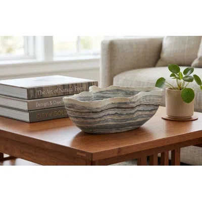 Phillips Collection Cast Gray Onyx Bowl In Gray,beige