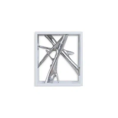 Phillips Collection Cast Naturals Framed Branches Tile Wall Décor In Silver,white