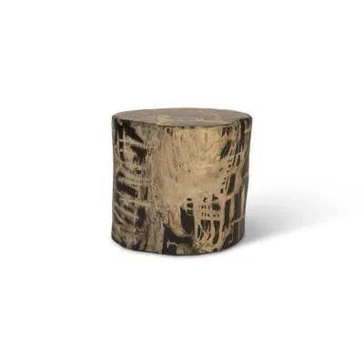 Phillips Collection Cast Naturals Petrified Resin Accent Stool In Black,brown