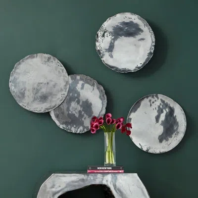 Phillips Collection Cast Oil Drum Wall Discs, Set Of 4 In Liquid Silver