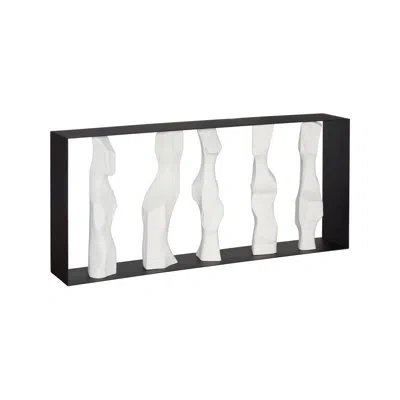 Phillips Collection Cast Women Metal Framed Console, Roman Stone In Black,off White