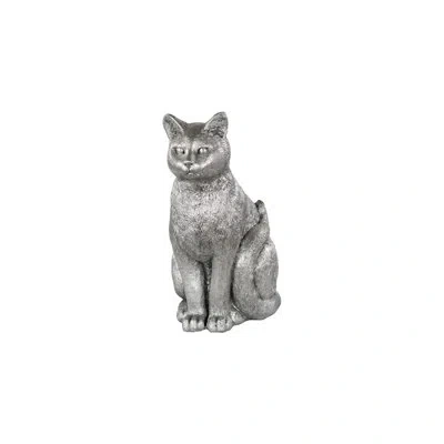 Phillips Collection Cat Sitting Sculpture, Bronze In Silver