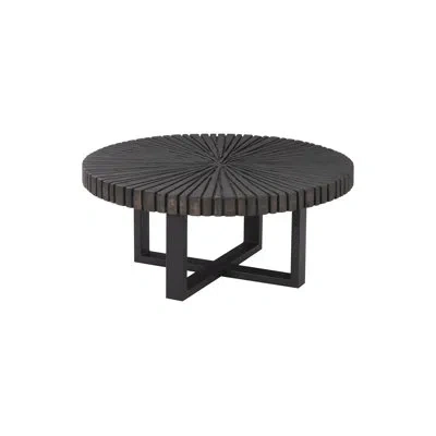 Phillips Collection Chainsaw Coffee Table, Round, Black Iron Cross Base, Black/copper