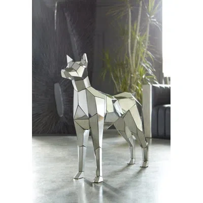 Phillips Collection Crazy Cut Dog Statue In Silver