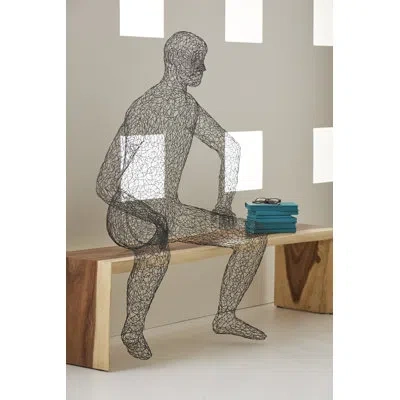 Phillips Collection Crazy Wire Lounging Male Statue In Black