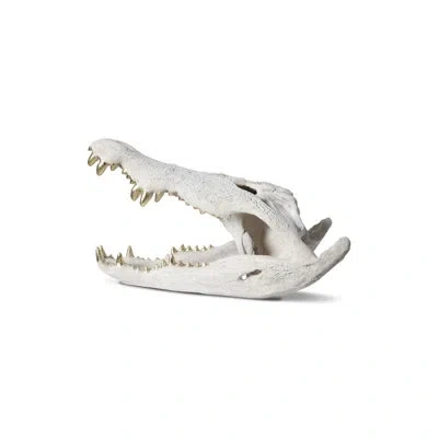Phillips Collection Dimensional Crocodile Skull In Gold Leaf,roman Stone