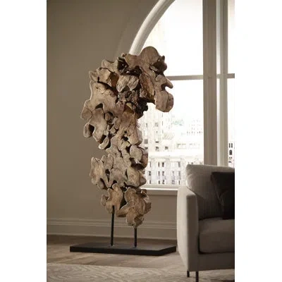 Phillips Collection Dimensional Pipal Wood Sculpture In Brown