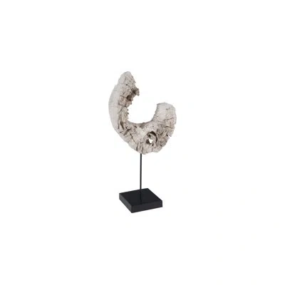 Phillips Collection Eroded Wood C Sculpture On Stand, Assorted In Bleached,black