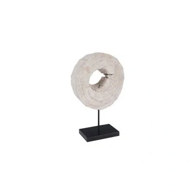 Phillips Collection Eroded Wood Circle Sculpture On Stand In Bleached,black