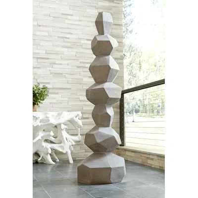 Phillips Collection Faceted Rock Column Sculpture In Gray