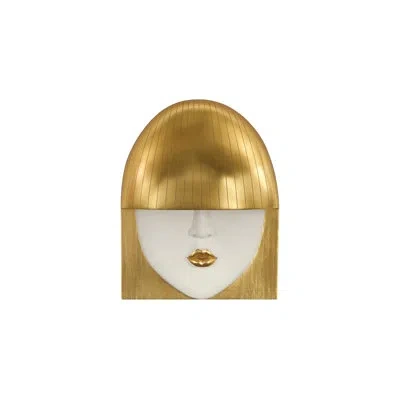 Phillips Collection Fashion Faces Large Kiss Wall Décor In White;gold Leaf