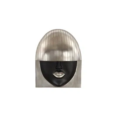 Phillips Collection Fashion Faces Wall Art Large Smile Silver/black Leaf In Silver;black Leaf
