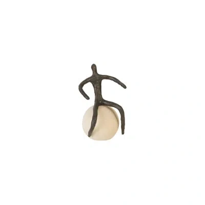 Phillips Collection Figure On Wood Base In Bronze,beige