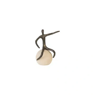 Phillips Collection Figure On Wood Base In Bronze,beige