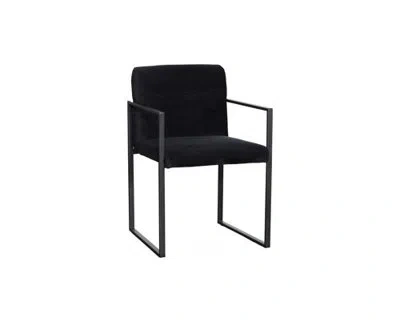 Phillips Collection Frozen Arm Chair, Velvet Black, Matte Black Metal Frame