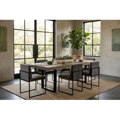 Phillips Collection Frozen Dining Chair, Velvet Taupe, Matte Black Metal Frame