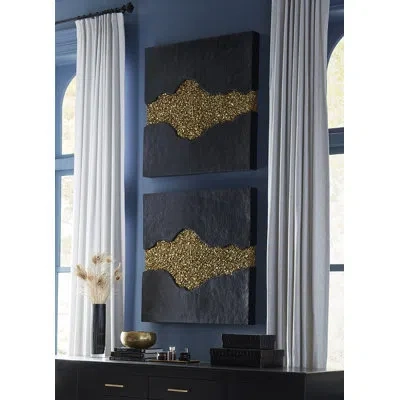 Phillips Collection Geode Texture Panel Black And Gold In Black;gold