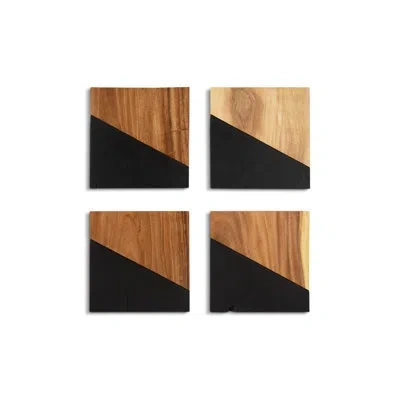 Phillips Collection Geometry 4 Piece Wall Décor Set In Black;brown