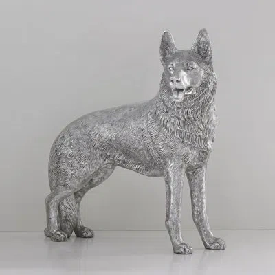 Phillips Collection German Shepherd Statue In Silver