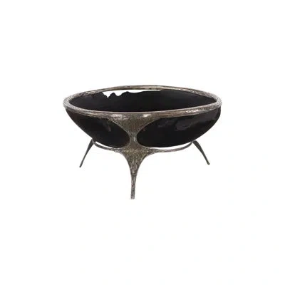 Phillips Collection Graven Abstract Decorative Bowl In Black/silver In Black,silver