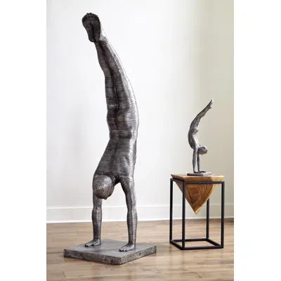 Phillips Collection Large Aluminum Handstand Sculpture In Silver