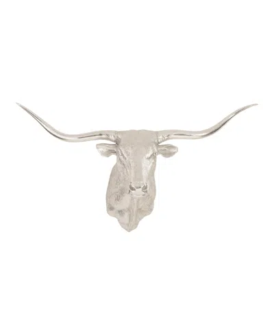 Phillips Collection Longhorn Bull Leaf Resin Wall Art In Silver
