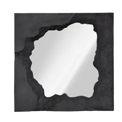 Phillips Collection Magma Mirror, Charcoal Stone In Black
