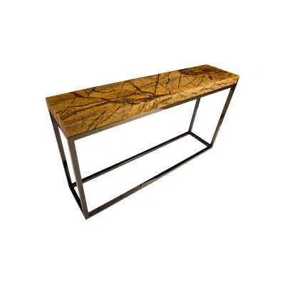 Phillips Collection Marble Acid Wash Console Table, Black Nickel Base In Black;brown;yellow