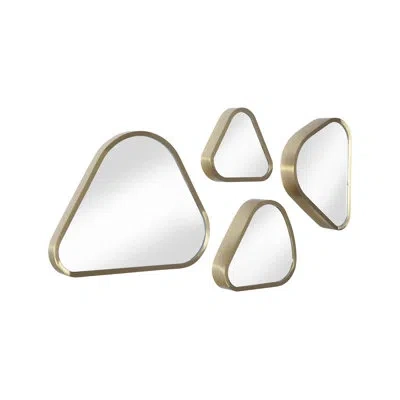 Phillips Collection Pebble 4 Piece Pebble Beveled Mirror Set In Brushed Brass