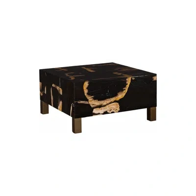 Phillips Collection Petramosaic Coffee Table, With Brass Legs In Black,brown,cream,off White
