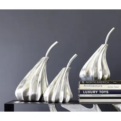 Phillips Collection Phillips Dipped Pears Sculpture Set Of 3 In Silver Leaf