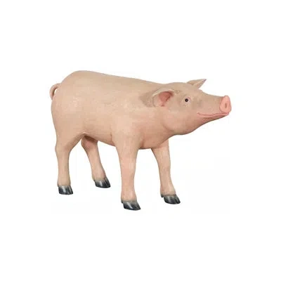 Phillips Collection Pig Sculpture, Standing, Gel Coat In Pink,brown