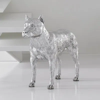 Phillips Collection Pit Bull Statue In Silver