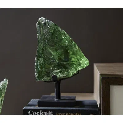 Phillips Collection Refractory Glass Sculpture, Green, On Base