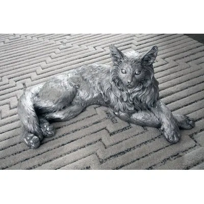 Phillips Collection Resin Cat Figurine, Silver Leaf