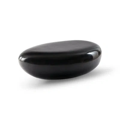 Phillips Collection River Stone Solid Coffee Table In Gel Coat Black