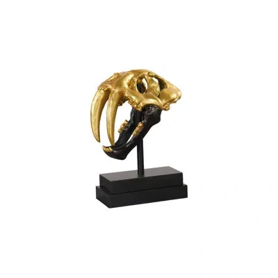 Phillips Collection Saber Tooth Tiger Skull In Black,gold