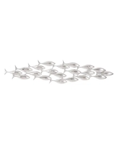 Phillips Collection School Of Fish Resin Leaf Wall Art In Silver