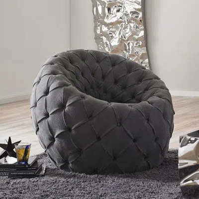 Phillips Collection Seating 35" Wide Tufted Barrel Chair In Ramie Gray